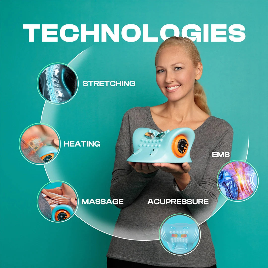 Electric Cervical Neck Massager – Shoulder Stretcher & Chiropractic Traction Device for Spine Alignment