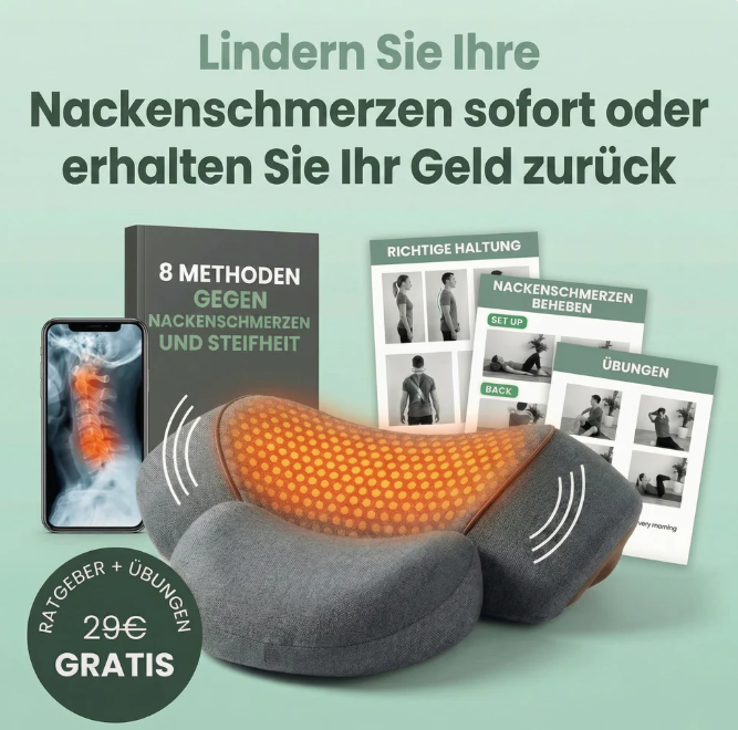 Heated Vibration Neck Massage Pillow – Cervical Traction Cushion for Pain Relief, Travel, Office & Sleep