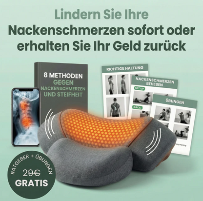 Heated Vibration Neck Massage Pillow – Cervical Traction Cushion for Pain Relief, Travel, Office & Sleep